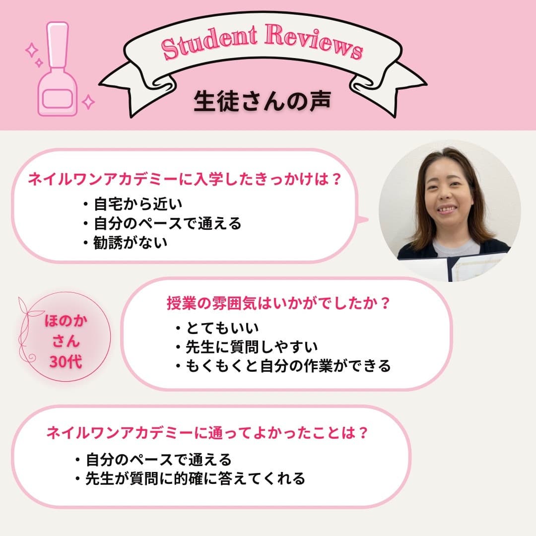 ネイルワンアカデミーお客様の声口コミレビュー