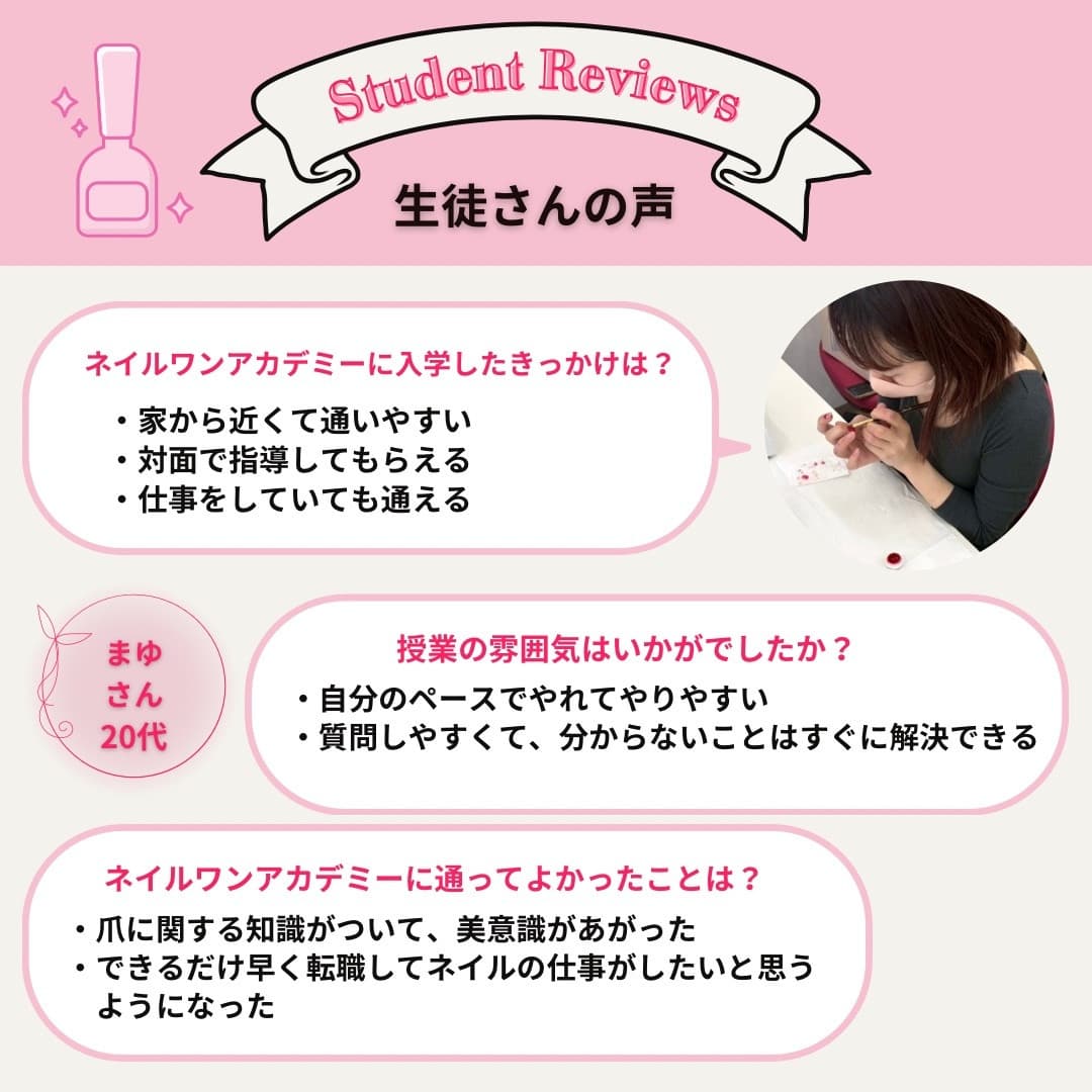 ネイルワンアカデミーお客様の声口コミレビュー